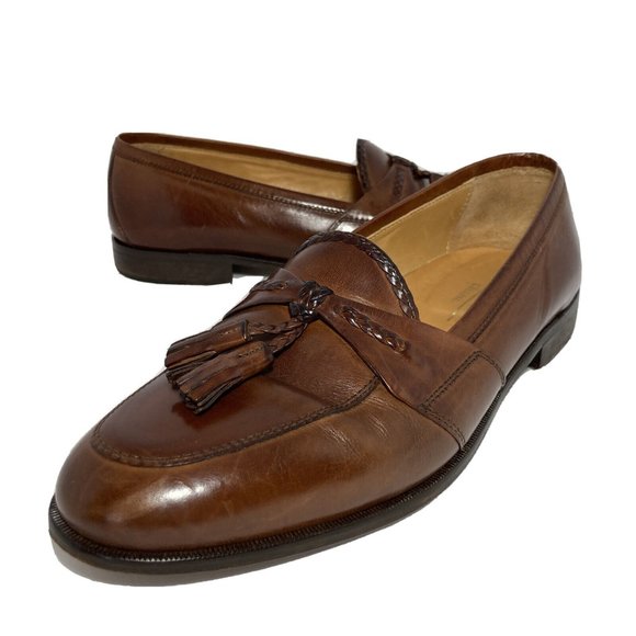 Johnston Murphy Cellini Italy Brown Leather Kilt Tassel Loafers Shoes main image 8
